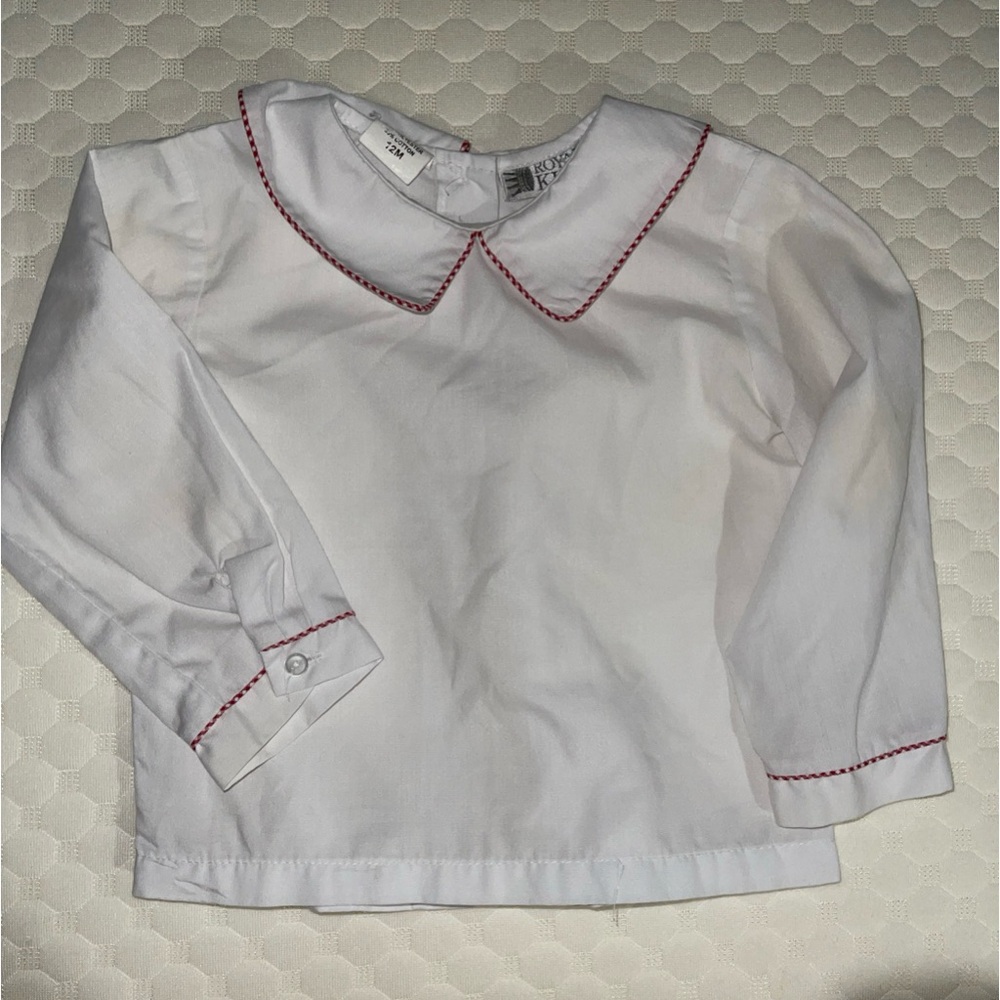 Royal Kids White Top Peter Pan Collar Red And White Trim 12 Months Christmas